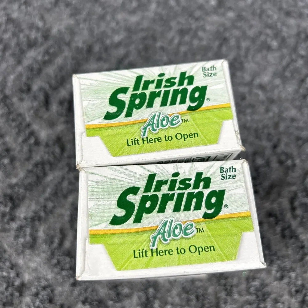 2 Vtg Irish Spring Soap Bar Deodorant Aloe 4.5 oz Made USA Shower Bath New